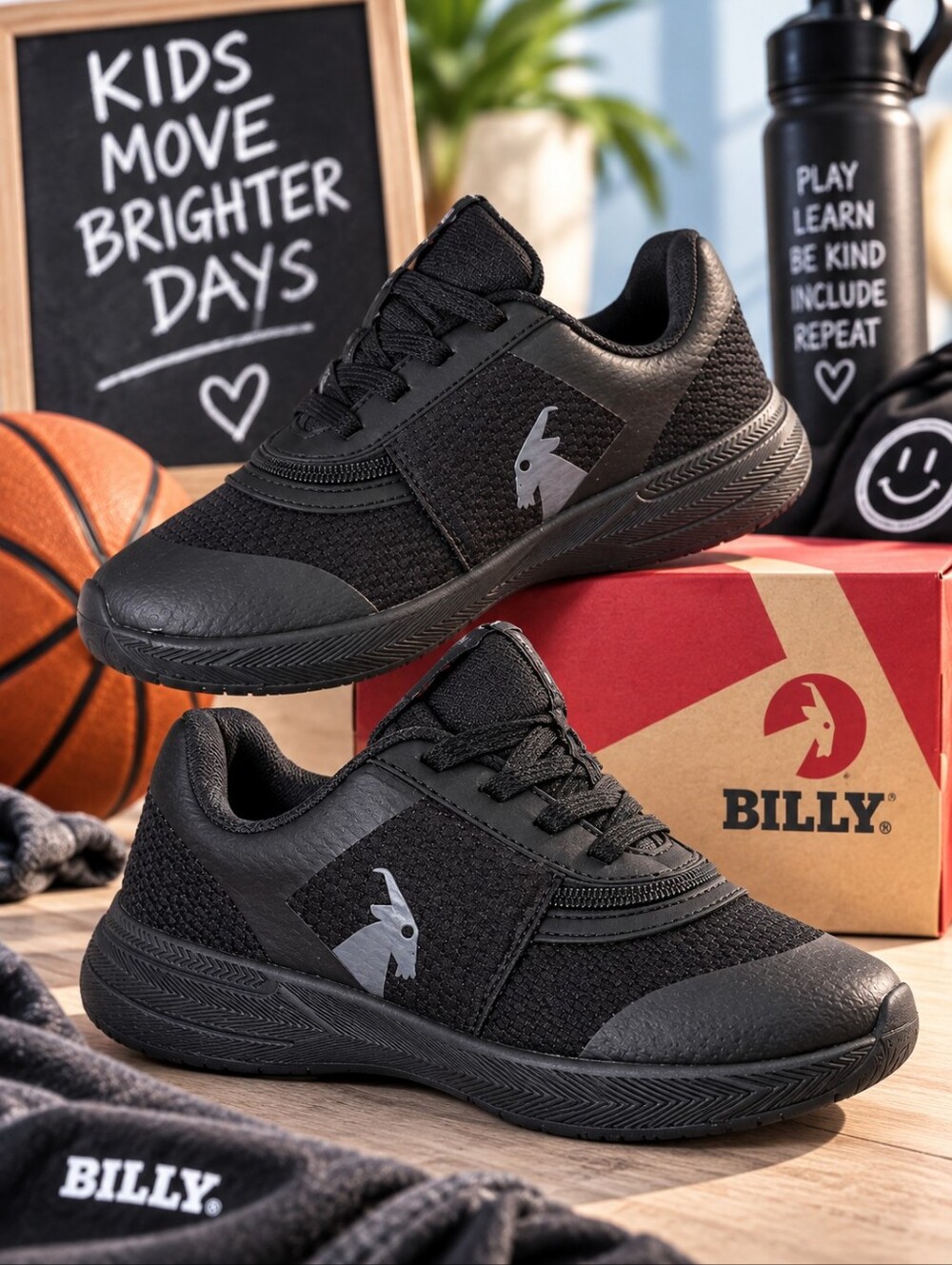 BILLY Sport Inclusion One Kids 12W Black Adaptive Zip Sneakers NIB